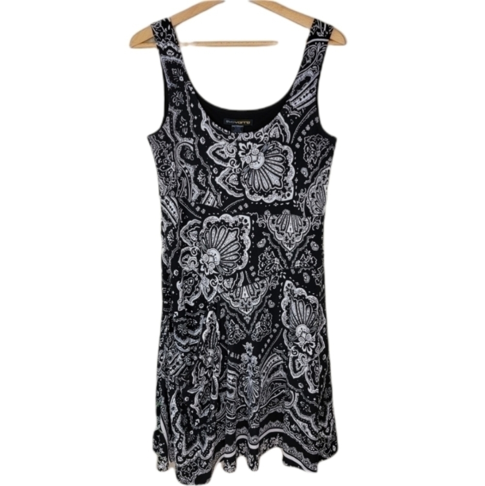 Evovorro | Black Ivory Floral Paisley Tank Dress Size Medium